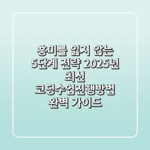 "흥미를 잃지 않는 5단계 전략", 2025년 최신 코딩수업진행방법 완벽 가이드