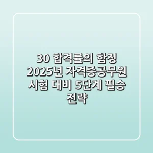 "30% 합격률의 함정", 2025년 자격증/공무원 시험 대비 5단계 필승 전략