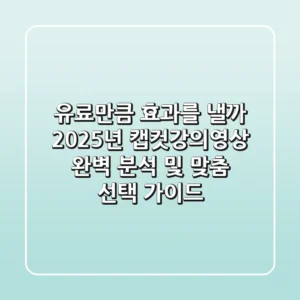 "유료만큼 효과를 낼까?", 2025년 캡컷강의영상 완벽 분석 및 맞춤 선택 가이드