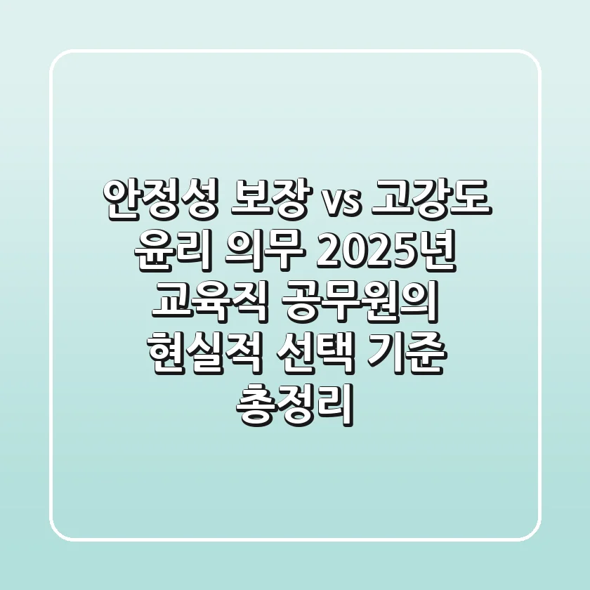 "안정성 보장 vs. 고강도 윤리 의무", 2025년 교육직 공무원의 현실적 선택 기준 총정리