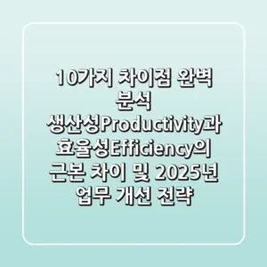 "10가지 차이점 완벽 분석", 생산성(Productivity)과 효율성(Efficiency)의 근본 차이 및 2025년 업무 개선 전략
