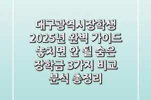 대구광역시장학생 2025년 완벽 가이드, 놓치면 안 될 ‘숨은 장학금’ 3가지 비교 분석 총정리