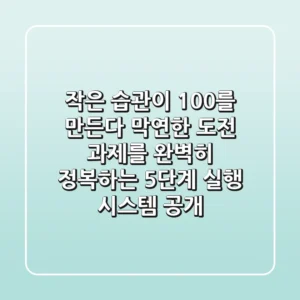 "작은 습관이 100%를 만든다", 막연한 도전 과제를 완벽히 정복하는 5단계 실행 시스템 공개