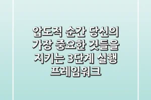 “압도적 순간”, 당신의 ‘가장 중요한 것들’을 지키는 3단계 실행 프레임워크