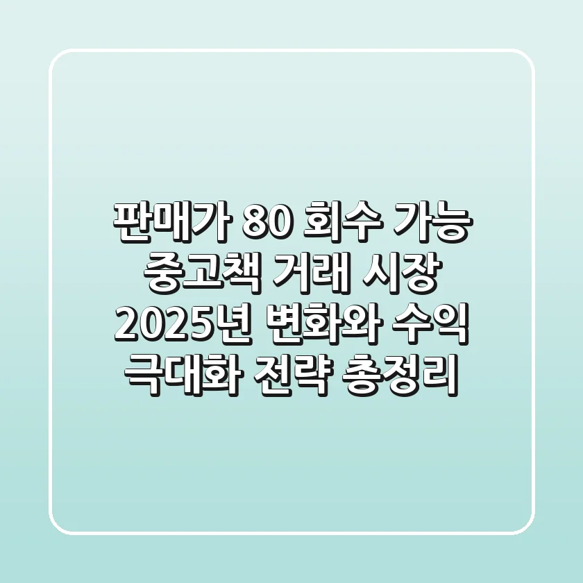 "판매가 80% 회수 가능?", 중고책 거래 시장 2025년 변화와 수익 극대화 전략 총정리