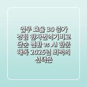 "업무 효율 30% 증가 경험", 한자번역기비교, 단순 변환 vs AI 한문 해독, 2025년 최적의 선택은?
