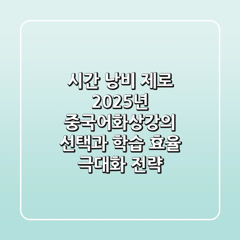 "시간 낭비 제로", 2025년 중국어화상강의 선택과 학습 효율 극대화 전략