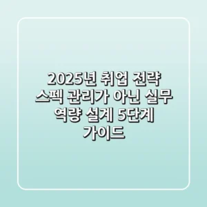 "2025년 취업 전략", 스펙 관리가 아닌 '실무 역량 설계' 5단계 가이드