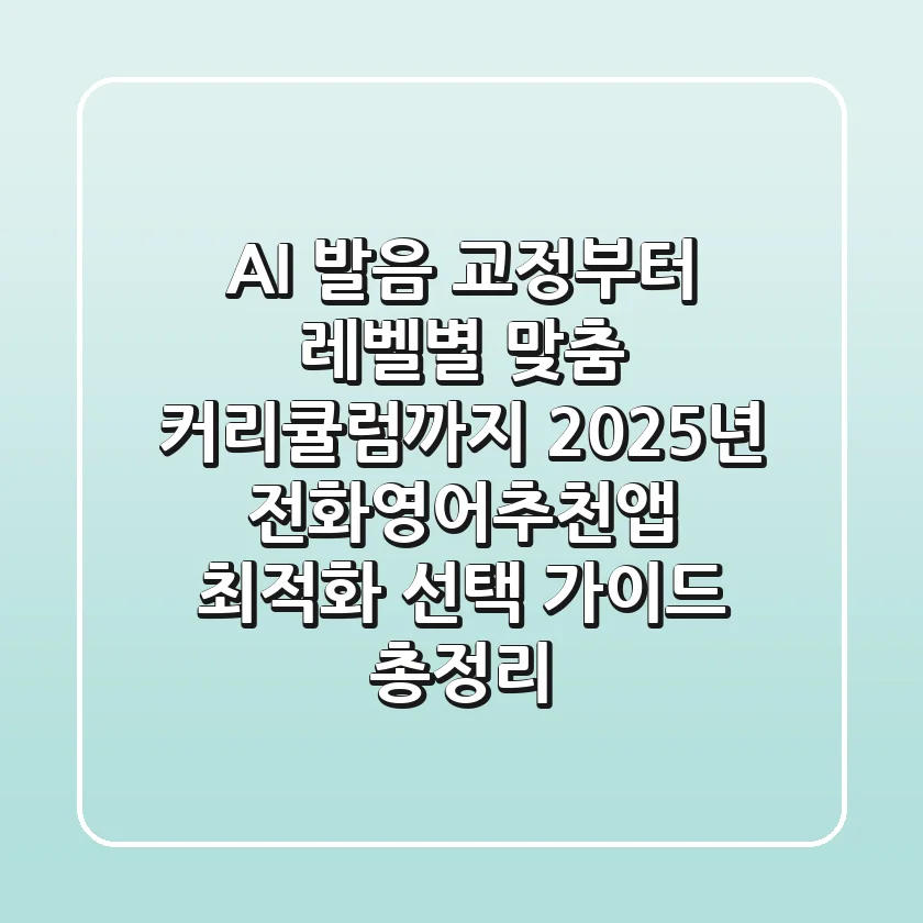 "AI 발음 교정부터 레벨별 맞춤 커리큘럼까지", 2025년 전화영어추천앱 최적화 선택 가이드 총정리