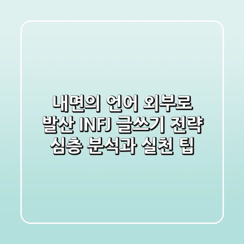 "내면의 언어, 외부로 발산", INFJ 글쓰기 전략: 심층 분석과 실천 팁