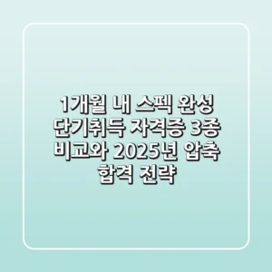 "1개월 내 스펙 완성", 단기취득 자격증 3종 비교와 2025년 압축 합격 전략