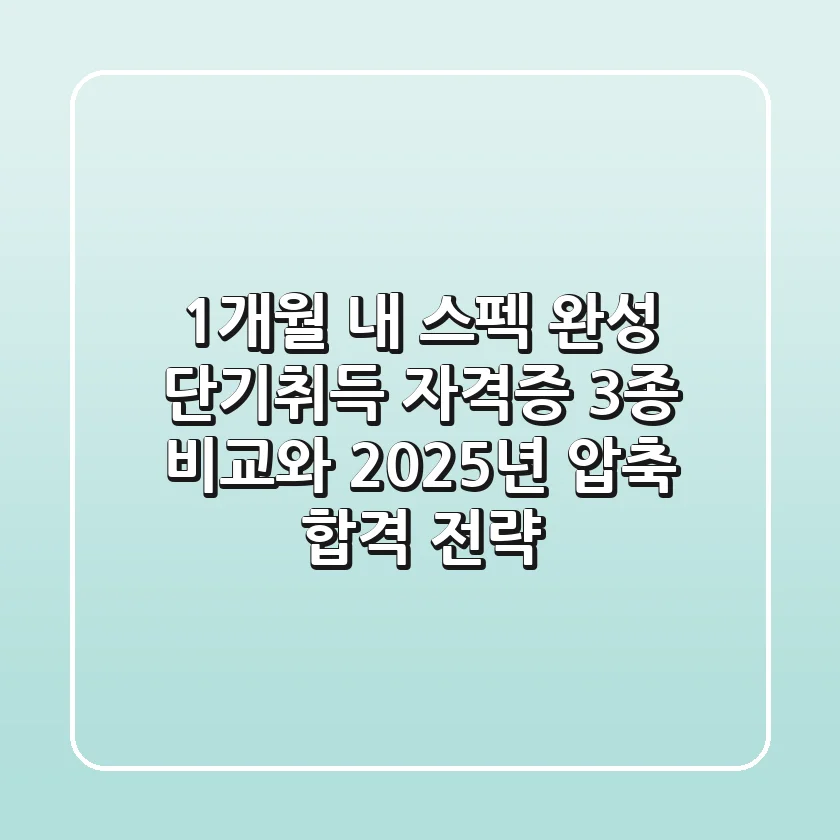 "1개월 내 스펙 완성", 단기취득 자격증 3종 비교와 2025년 압축 합격 전략