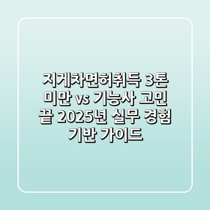 지게차면허취득, "3톤 미만 vs 기능사" 고민 끝! 2025년 실무 경험 기반 가이드