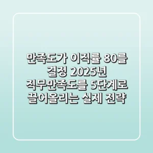 "만족도가 이직률 80%를 결정", 2025년 직무만족도를 5단계로 끌어올리는 실제 전략