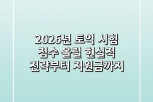 2026년 토익 시험, 점수 올릴 현실적 전략부터 지원금까지