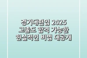 경기대편입 2025, 고졸도 합격 가능한 현실적인 비법 대공개