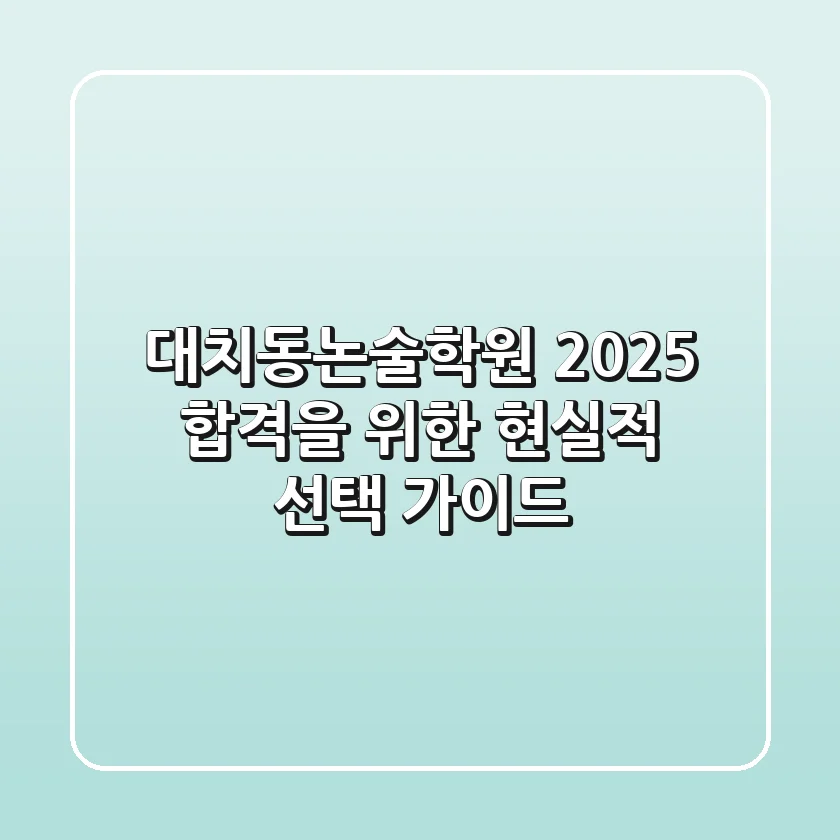대치동논술학원, 2025 합격을 위한 현실적 선택 가이드